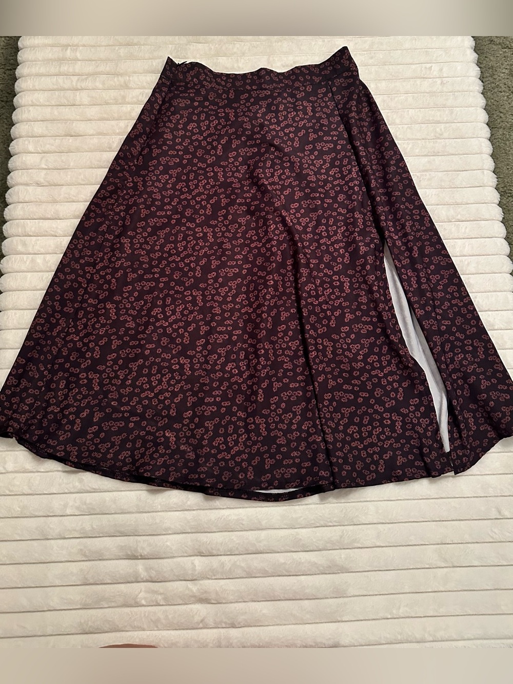 SHEIN Plum A-Line Skirt with Pink Floral Print
